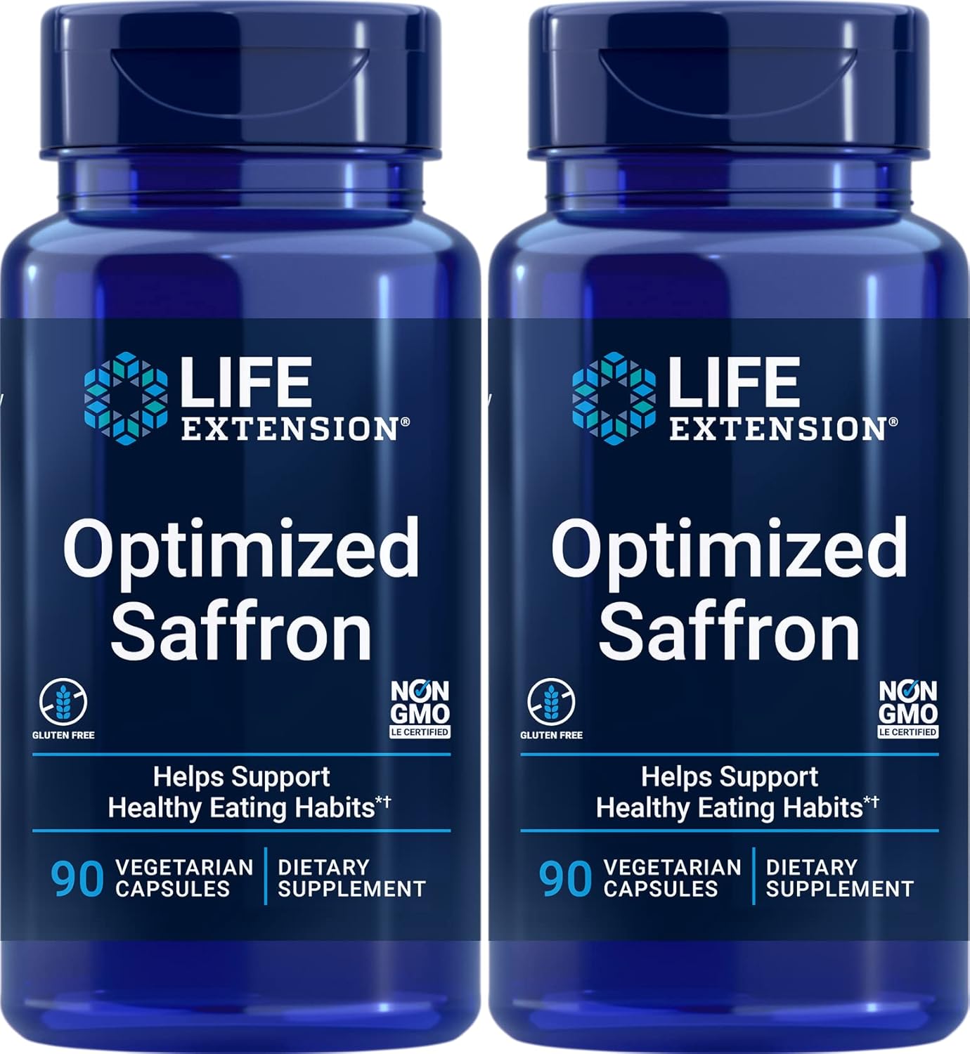 Pack of 2 Life Extension Satiereal Saffron Extract Capsules - 90 Veg Caps, 88.25 mg
