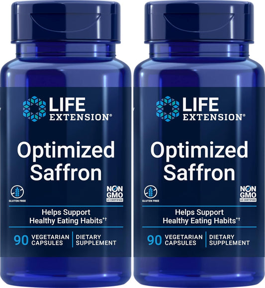 Pack of 2 Life Extension Satiereal Saffron Extract Capsules - 90 Veg Caps, 88.25 mg