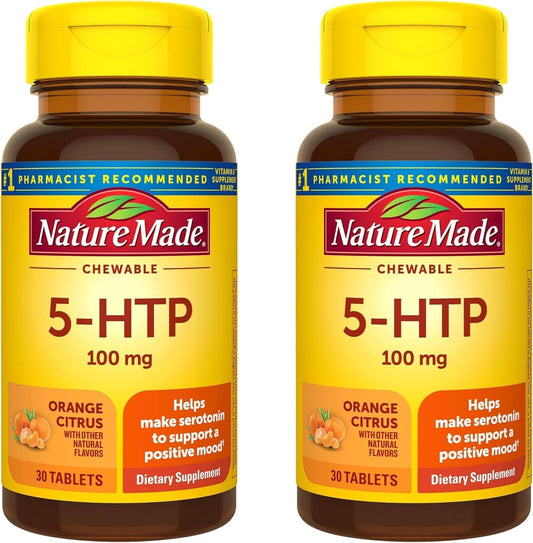 Pack of 2 Nature Made Chewable 5-HTP Mood Support Supplement 100mg - 30 Day Supply