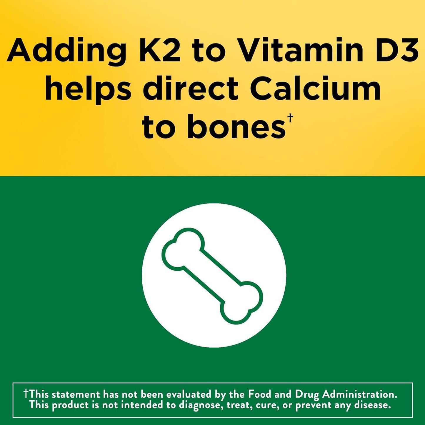 Pack of 2 Nature Made Vitamin D3 K2 Softgels, 5000 IU - Bone, Teeth, Muscle, Immune Health Support - 30 Day Supply