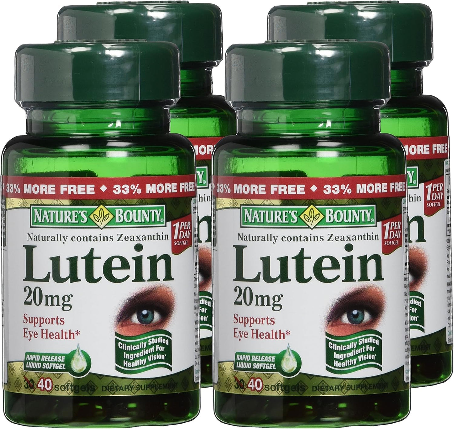 Pack of 2 Nature's Bounty Lutein 20 mg Softgels for Eye Health and Vision Support