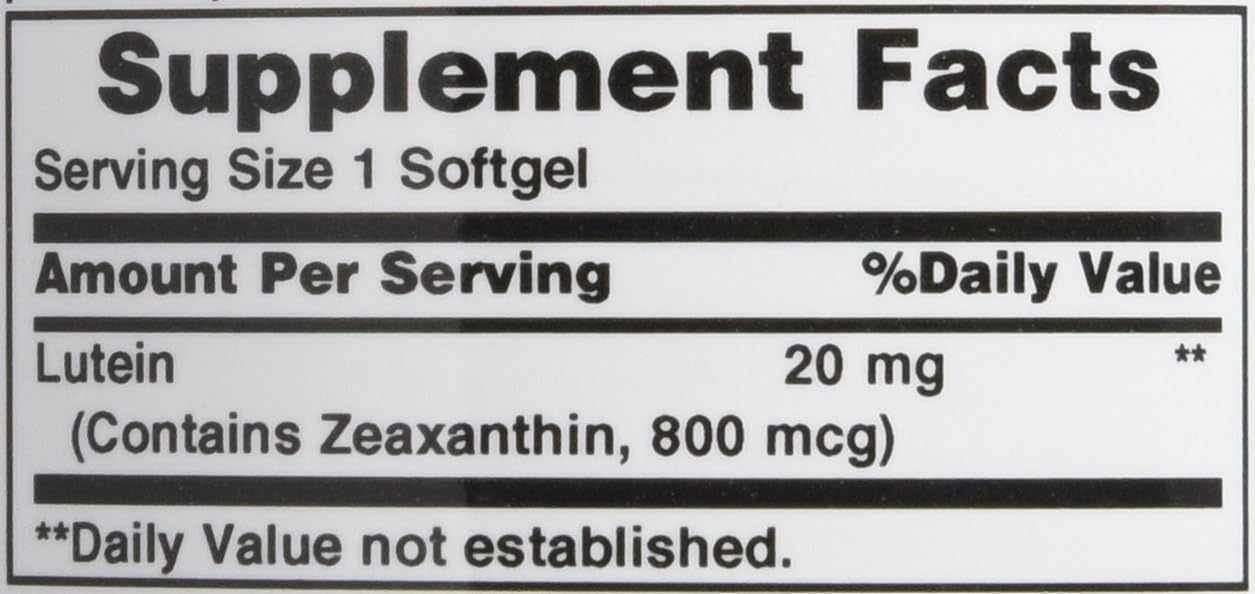 Pack of 2 Nature's Bounty Lutein 20 mg Softgels for Eye Health and Vision Support