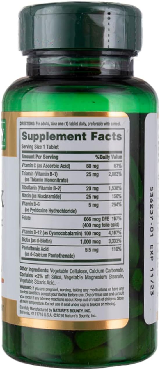 Pack of 2 Nature's Bounty Super B Complex with Vitamin C & Folic Acid Tablets for Immune & Energy Support