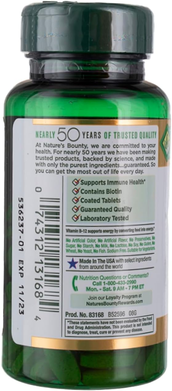 Pack of 2 Nature's Bounty Super B Complex with Vitamin C & Folic Acid Tablets for Immune & Energy Support