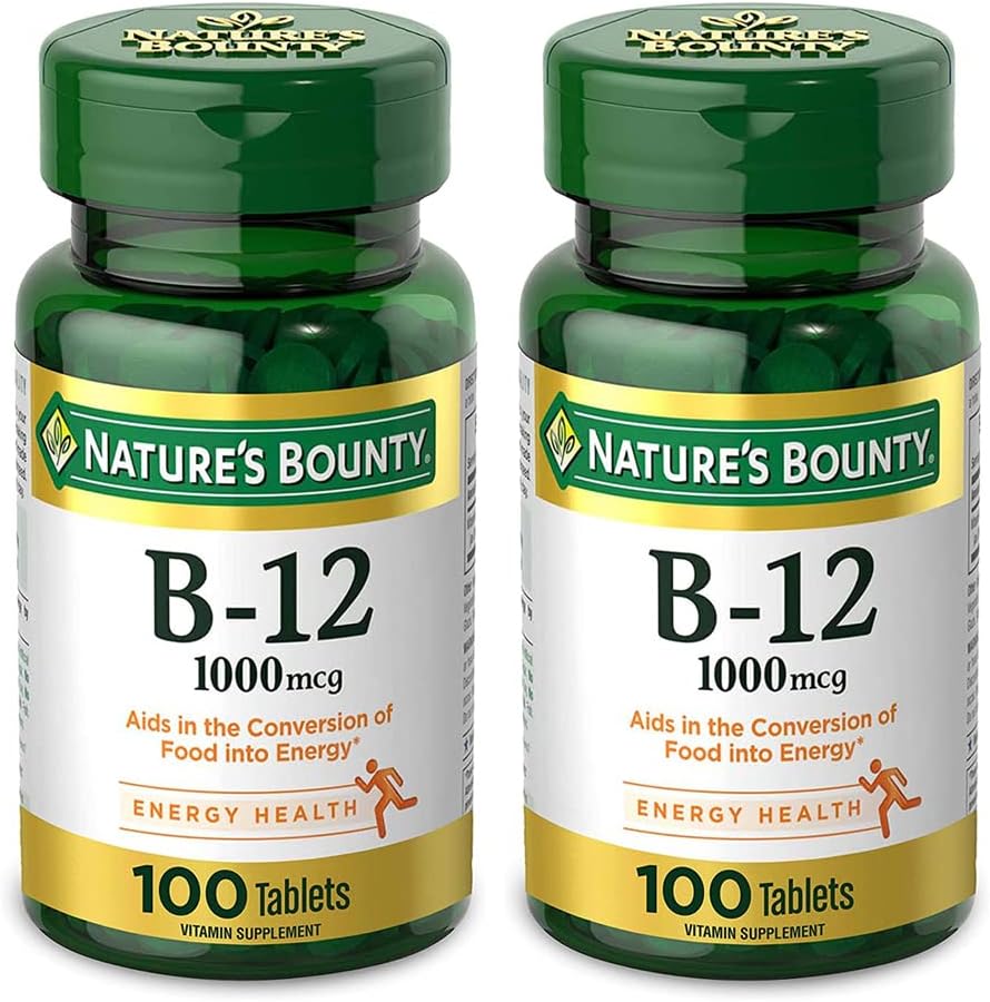 Pack of 2 Nature's Bounty Vitamin B12 Tablets, 1000mcg, Natural Formula
