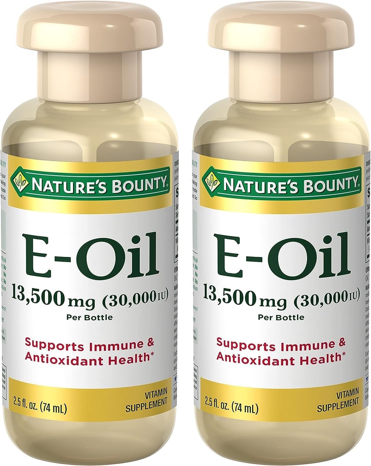 Pack of 2 Nature's Bounty Vitamin E Oil - 30,000IU for Immune & Antioxidant Support - Topical or Oral Use - 2.5 fl Oz