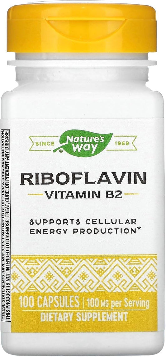 Pack of 2 Nature's Way Vitamin B2 100 mg Riboflavin Capsules