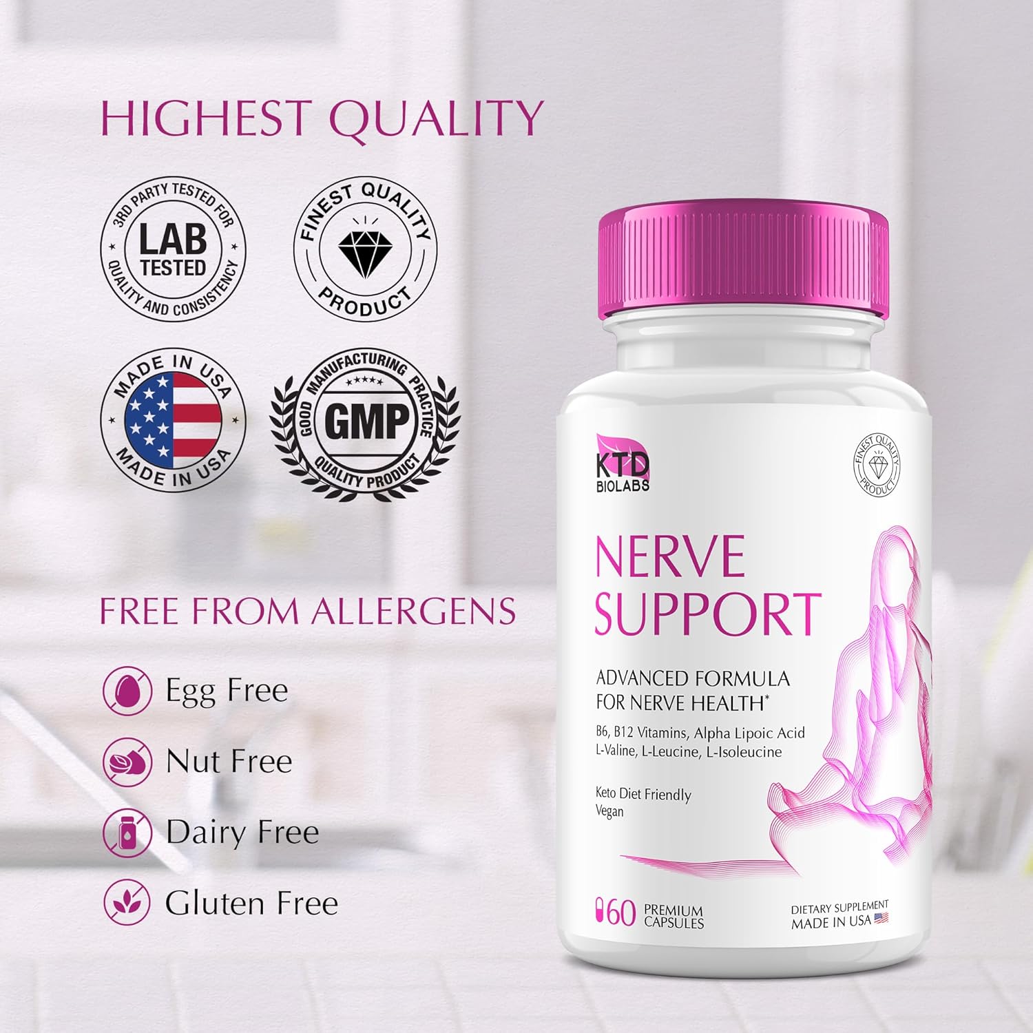 Pack of 2 Nerve Savior for Neuropathy 828mg - Advanced Nerve Support Supplement with Alpha Lipoic Acid, Vitamins D, B6, B12 - Renew Healthy Feet - 60 Capsules - BoostGo Australia