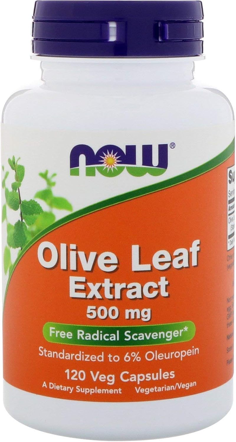 Pack of 2 NOW Foods Olive Leaf Extract 500mg 120 VegiCaps - Natural Immune Support Supplement