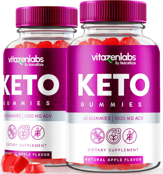 Pack of 2 NutraRize Keto Gummies with Apple Cider Vinegar - 1000 MG All Natural Gummy Pills for Maximum Strength (120 Gummies)