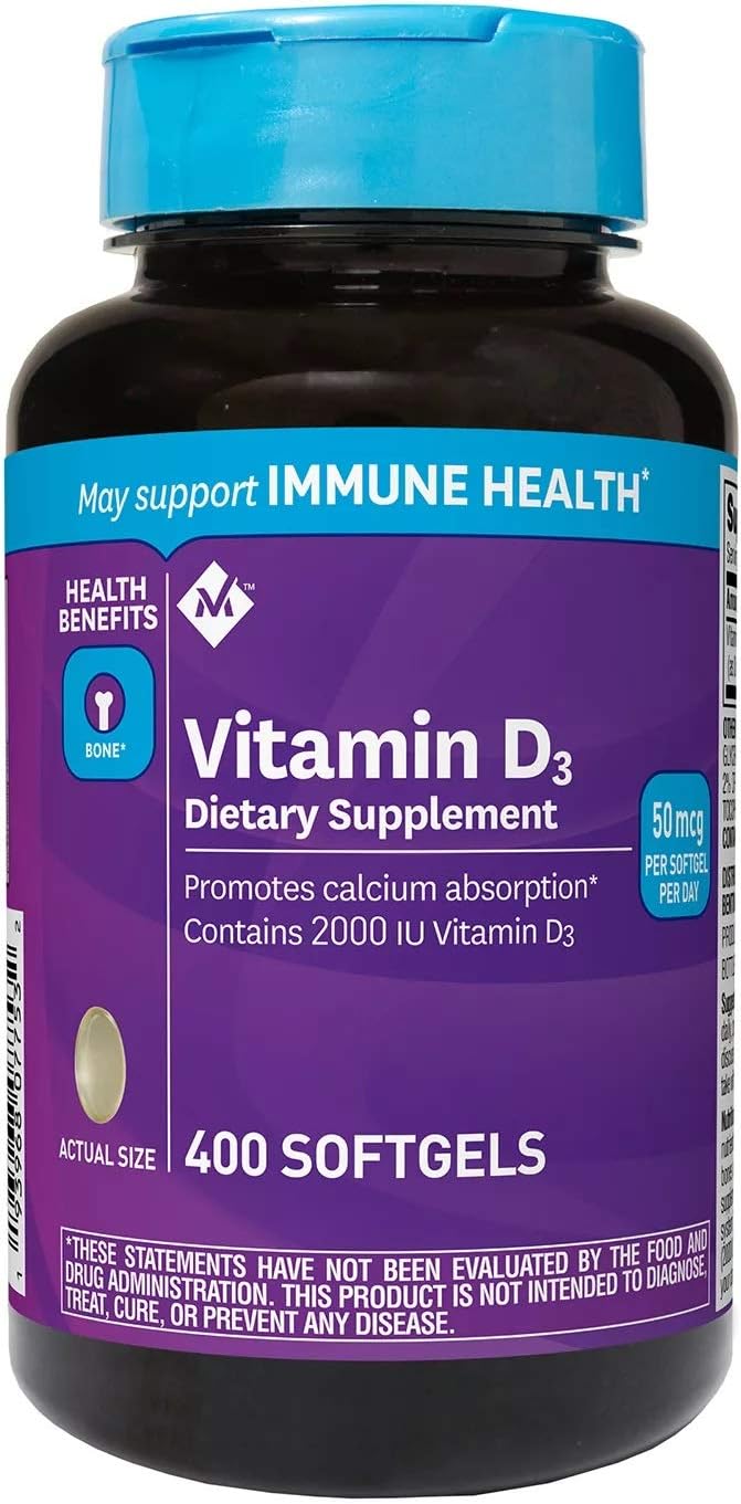 Pack of 2 SNANA Member's Mark Vitamin D3 50 mcg (2000 IU) Dietary Supplement (400ct)