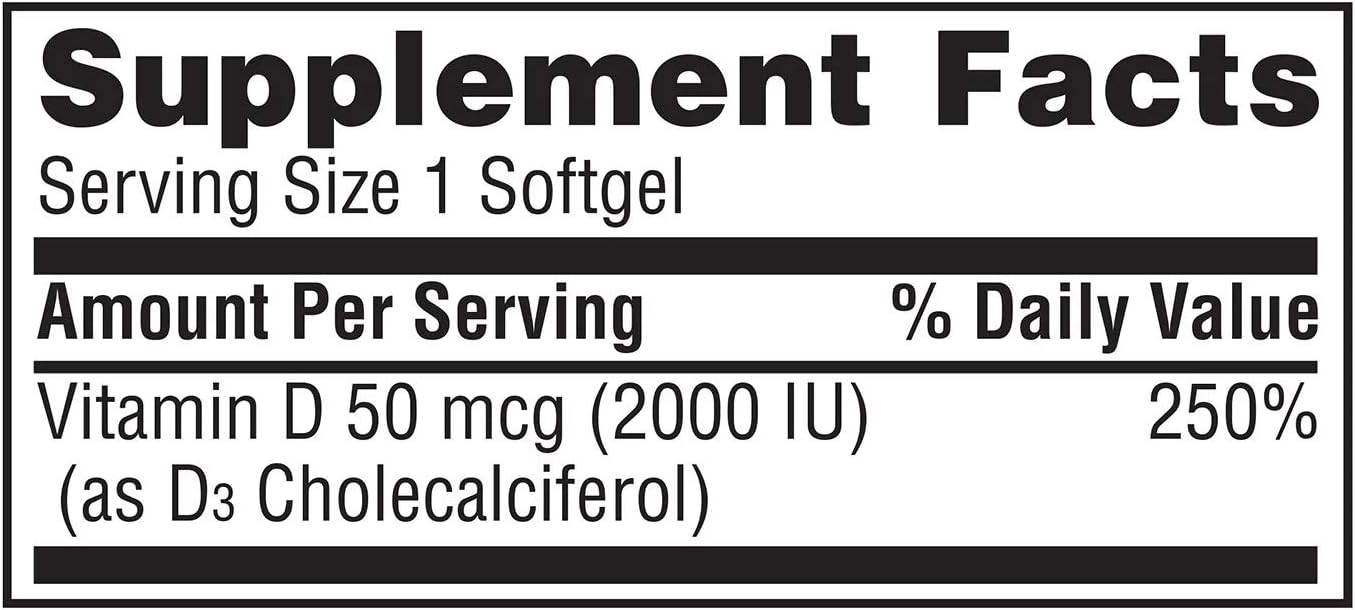 Pack of 2 SNANA Member's Mark Vitamin D3 50 mcg (2000 IU) Dietary Supplement (400ct)