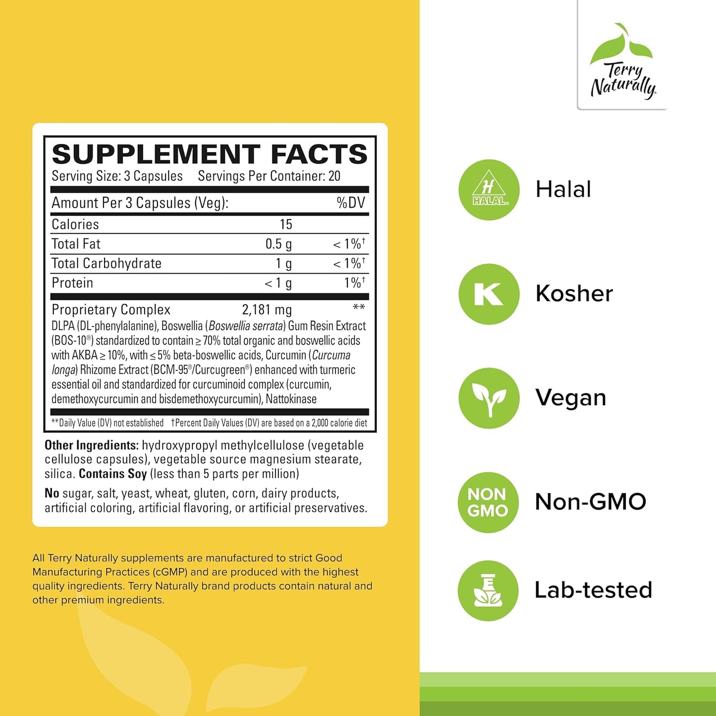 Pack of 2 Terry Naturally Curamin Capsules - Natural Pain Relief with Curcumin from Turmeric & Boswellia - Non-GMO, Vegan, Gluten Free - 40 Servings - BoostGo Australia