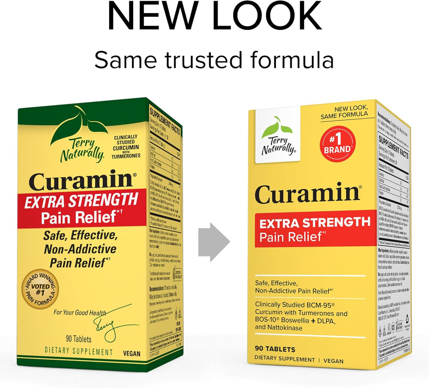 Pack of 2 Terry Naturally Curamin Extra Strength Tablets - 90 Count - Curcumin, Boswellia, DLPA, Nattokinase - Non-GMO, Vegan, Gluten Free - 60 Servings
