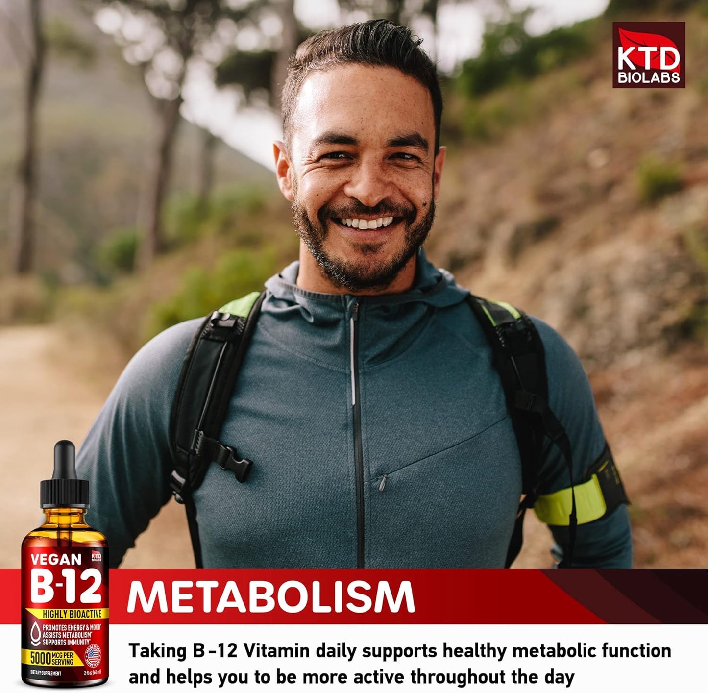Pack of 2 Vegan B12 Sublingual Drops for Energy, Mood & Memory - 5000 mcg Methylcobalamin - Made in USA - Highly Bioavailable - 2 fl. oz.