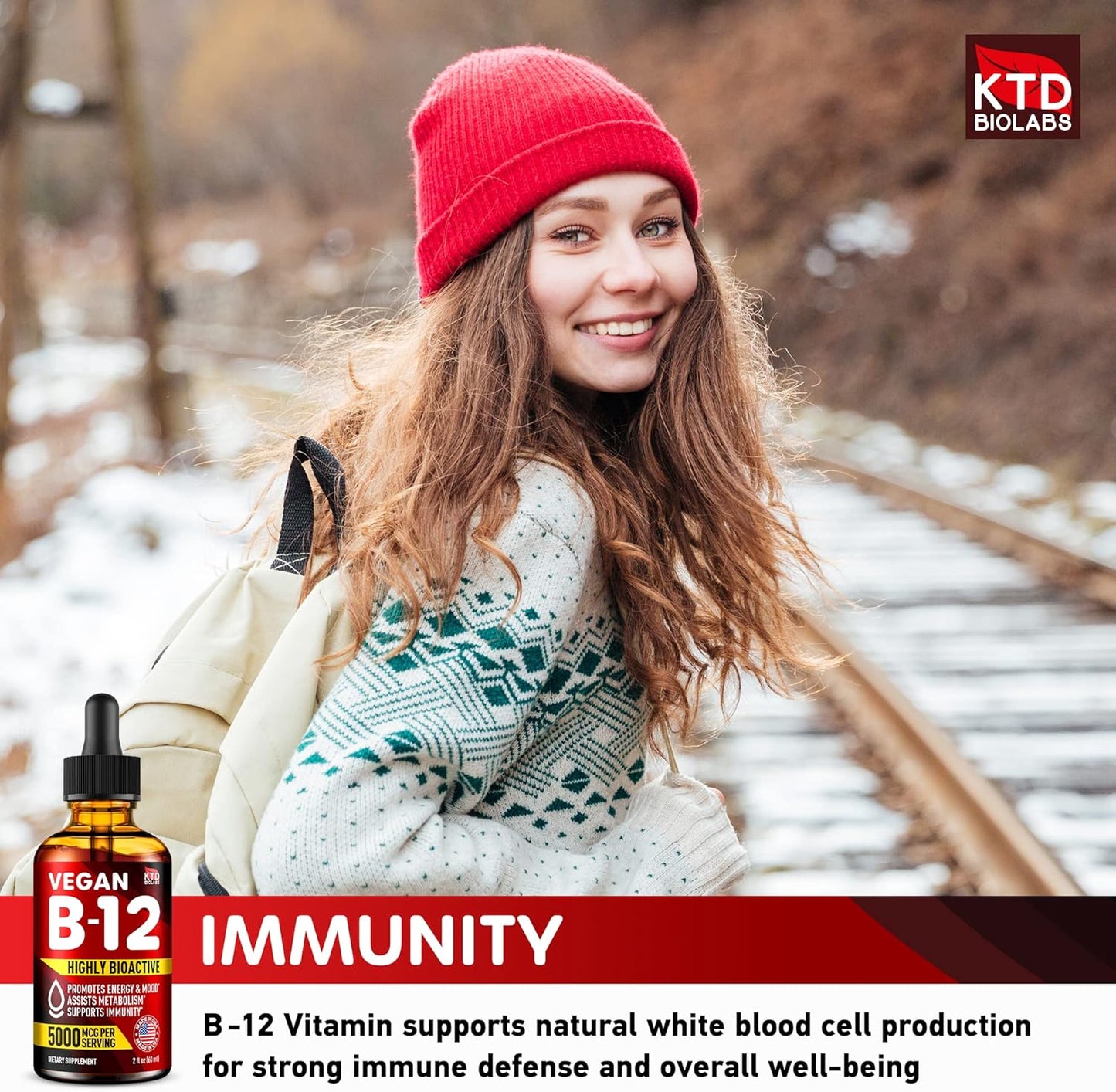 Pack of 2 Vegan B12 Sublingual Drops for Energy, Mood & Memory - 5000 mcg Methylcobalamin - Made in USA - Highly Bioavailable - 2 fl. oz.