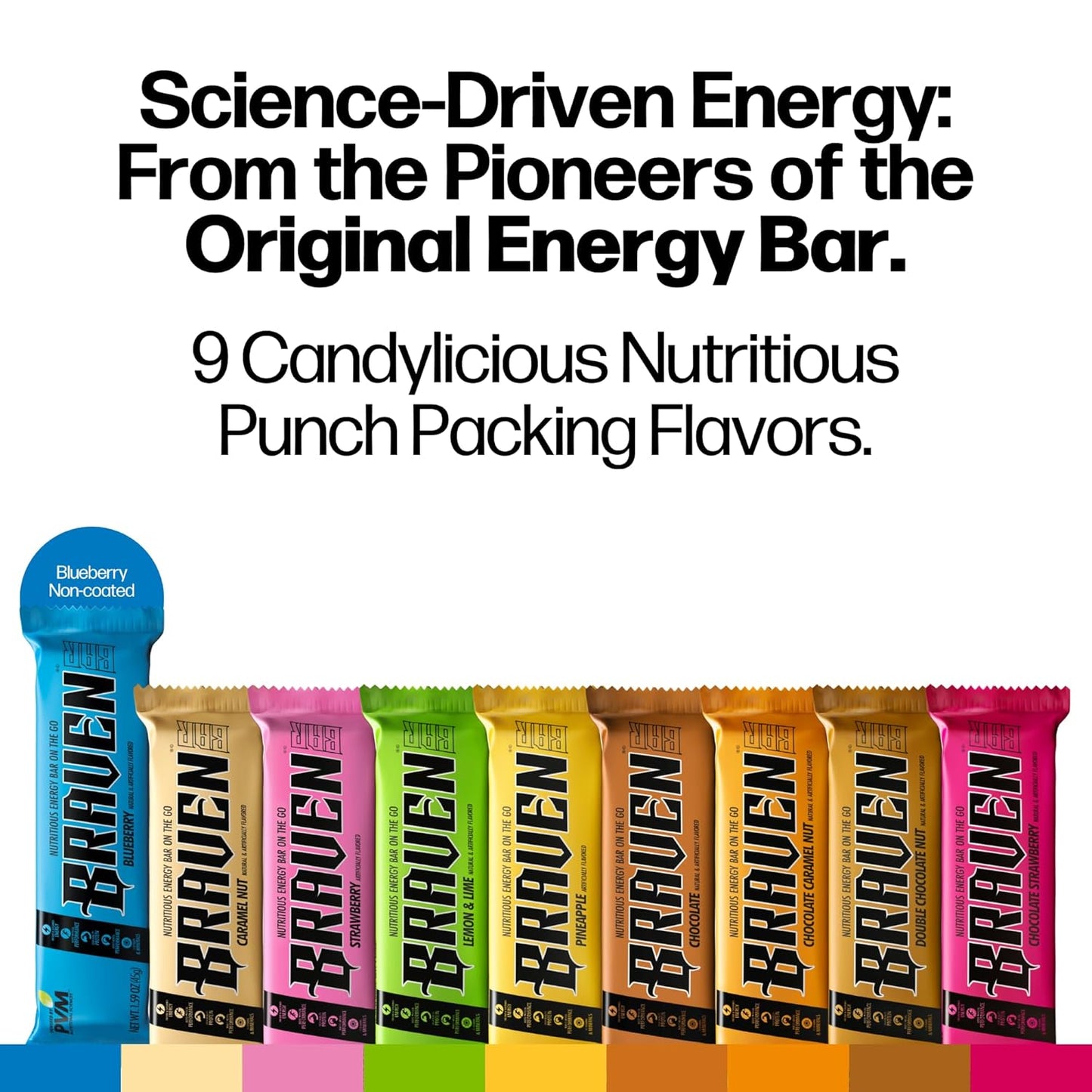 Pack of 20 Braven Bar Blueberry Energy Chews with 5g Protein - Gluten Free Snacks for On-the-Go Energy Boost while Running, Hiking, and Sports - 1.59 oz Bars for Sustained Energy