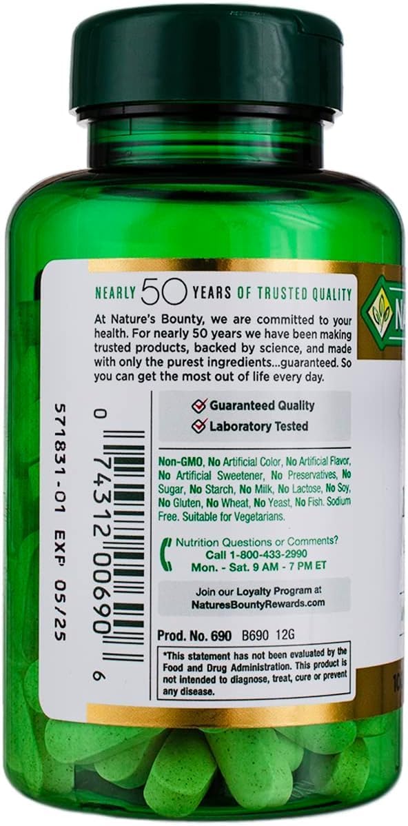 Pack of 200 Nature's Bounty Vitamin C 1000 mg Caplets with Rose Hips for Immune Support