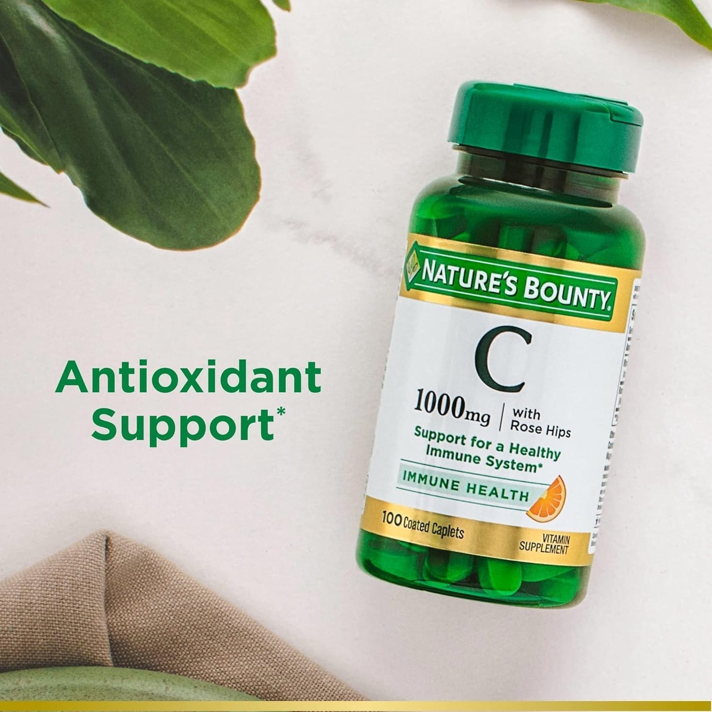 Pack of 200 Nature's Bounty Vitamin C 1000 mg Caplets with Rose Hips for Immune Support