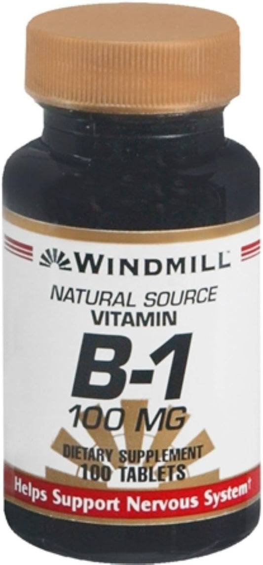 Pack of 200 Windmill Vitamin B-1 100 mg Tablets for Energy Support