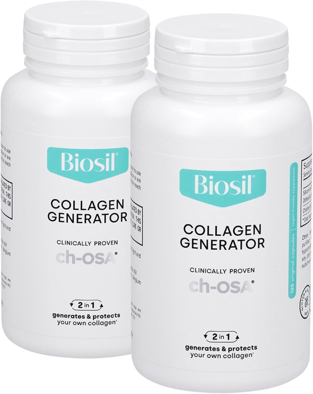 Pack of 240 BioSil Collagen Generator Capsules with Patented ch-OSA Complex - Promotes Natural Collagen Production - Non-GMO Formula - 4 Month Supply