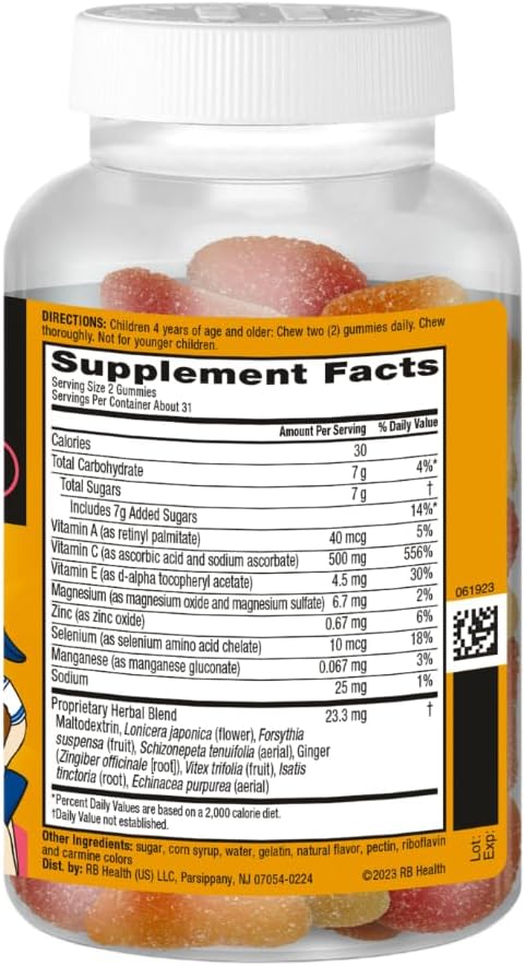 Pack of 3 Airborne Kids 500mg Vitamin C Gummies with Zinc, Powerful Antioxidants, Immune Support for Kids, 63 Assorted Fruit Flavor Gummies