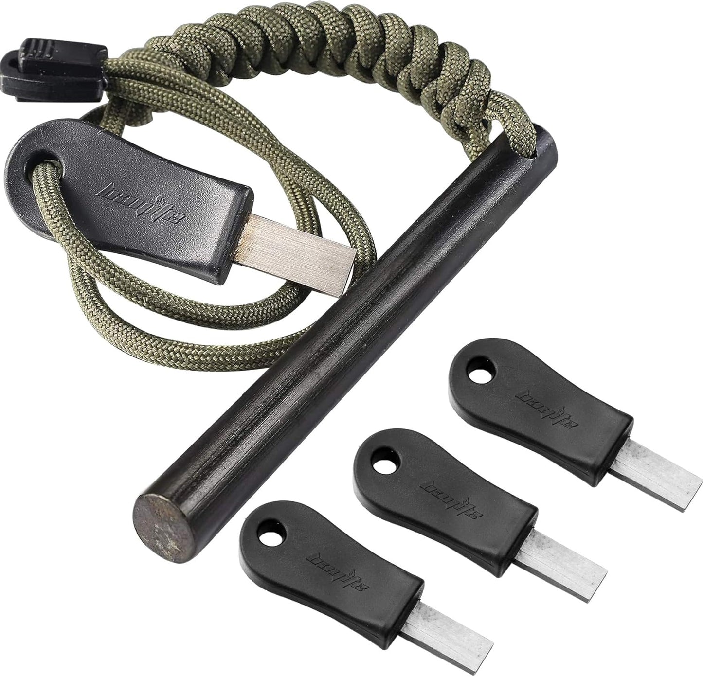Pack of 3 Bayite 4 Inch Survival Ferro Rod Fire Starter Kit with Striker-Pro HSS Striker