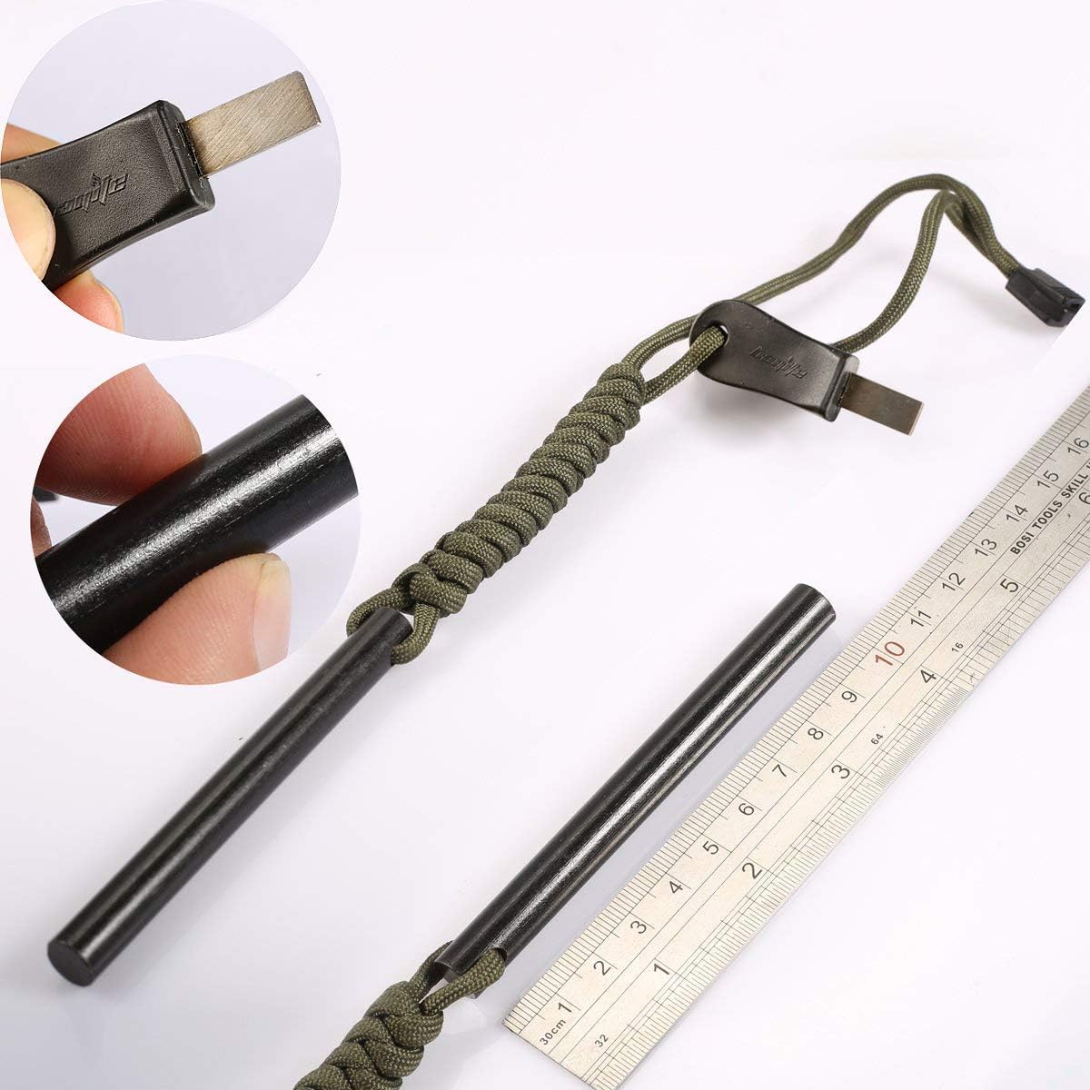 Pack of 3 Bayite 4 Inch Survival Ferro Rod Fire Starter Kit with Striker-Pro HSS Striker
