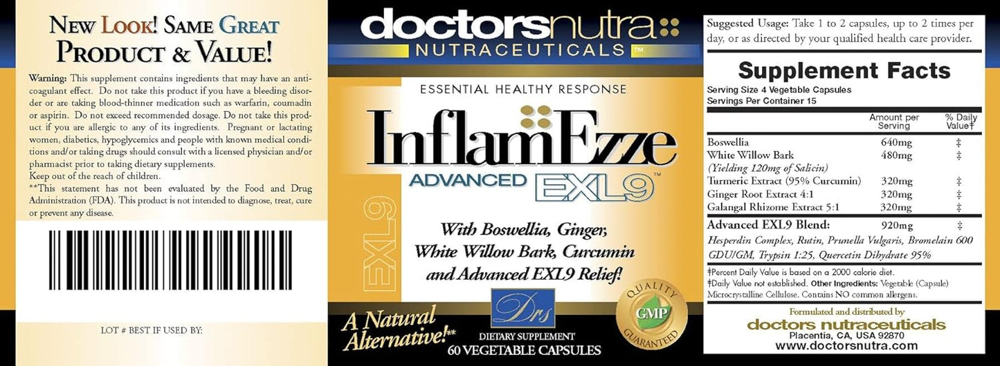 Pack of 3 Doctors Nutra Nutraceuticals InflamEzze Capsules - 180 Count