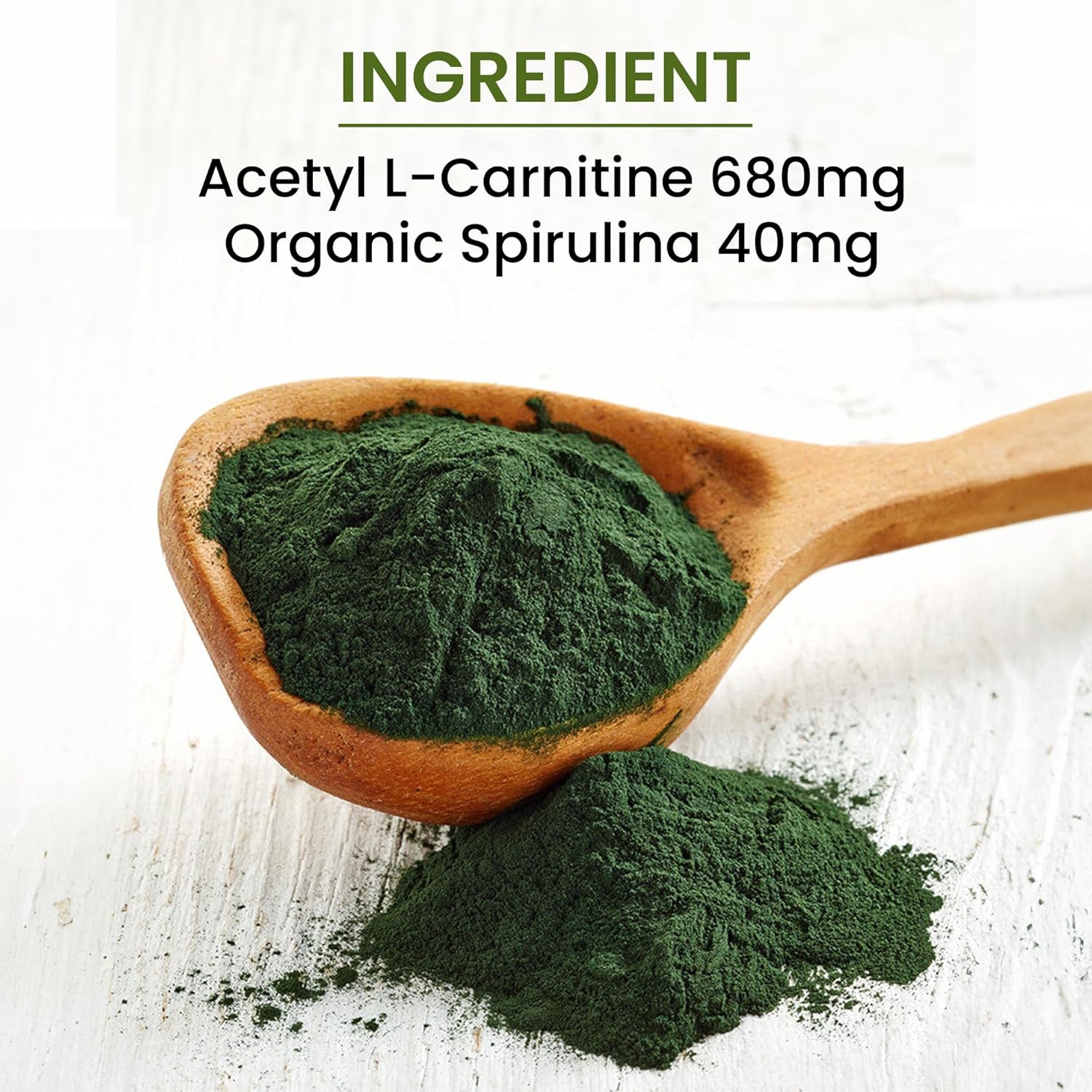 Pack of 3 High Absorbable Green Organic Acetyl L-Carnitine Supplements - Non-GMO, Gluten-Free