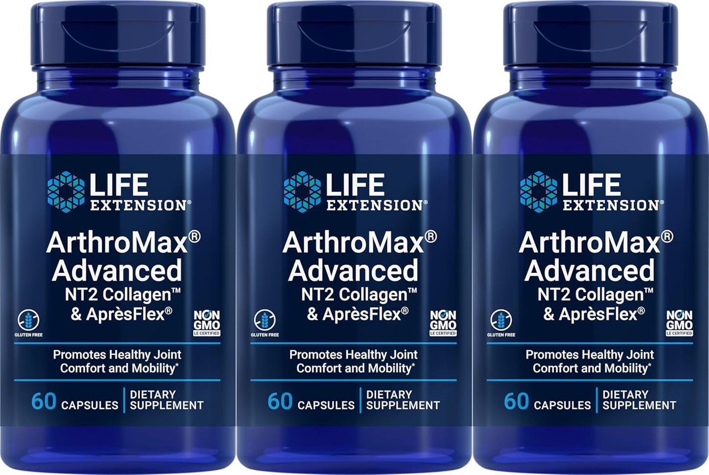 Pack of 3 Life Extension ArthroMax Advanced Capsules with NT2 Collagen & ApresFlex