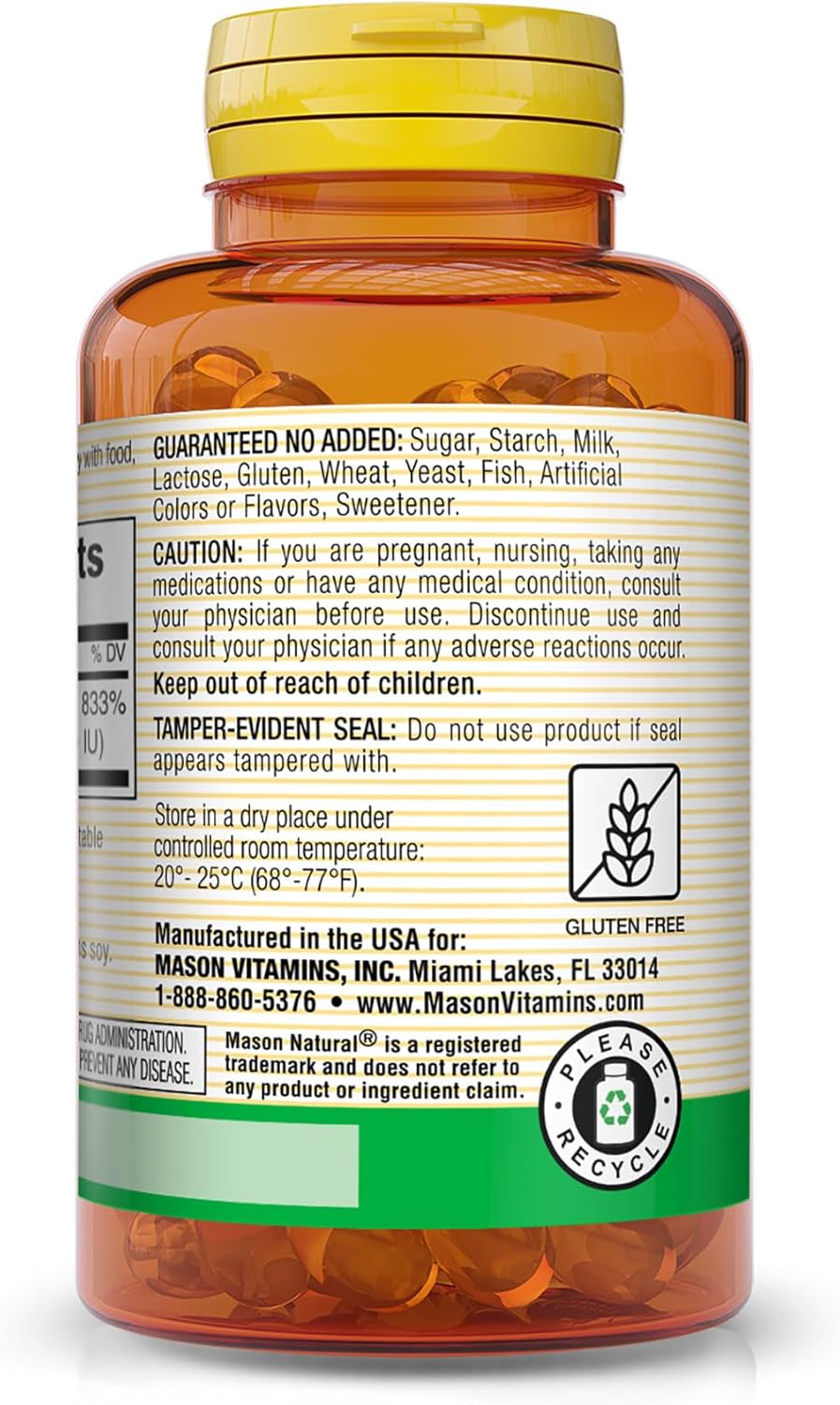 Pack of 3 MASON NATURAL Vitamin A Beta Carotene Softgels - 25,000 IU for Vision, Cell Function & Immune Health