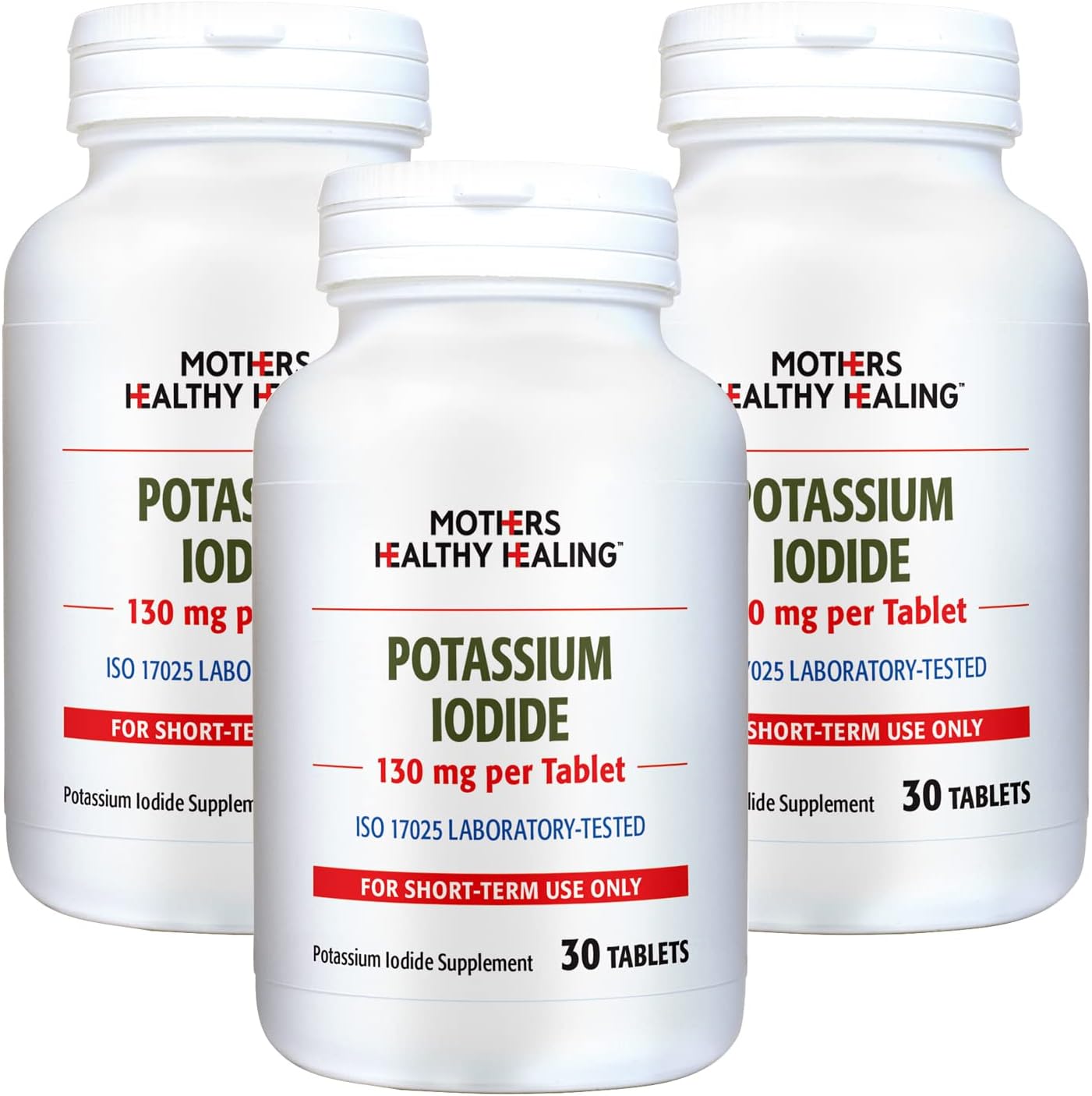 Pack of 3 Mothers Healthy Healing Potassium Iodide 130mg KI Supplement Tablets for Thyroid Support