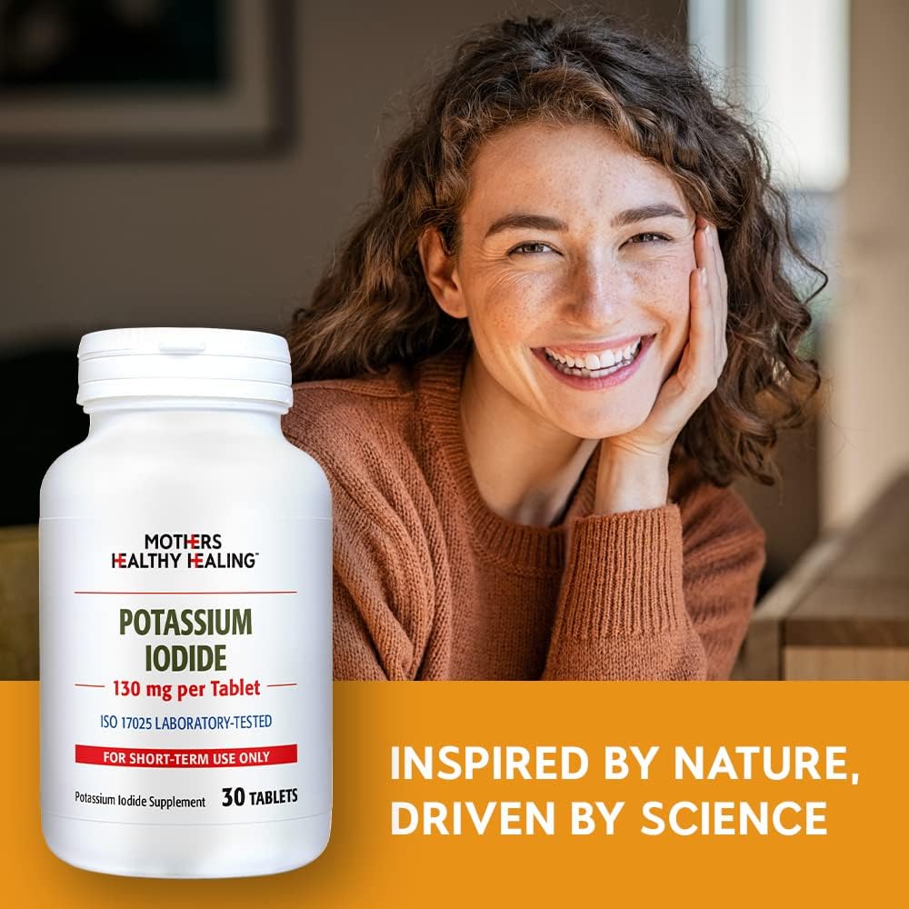 Pack of 3 Mothers Healthy Healing Potassium Iodide 130mg KI Supplement Tablets for Thyroid Support