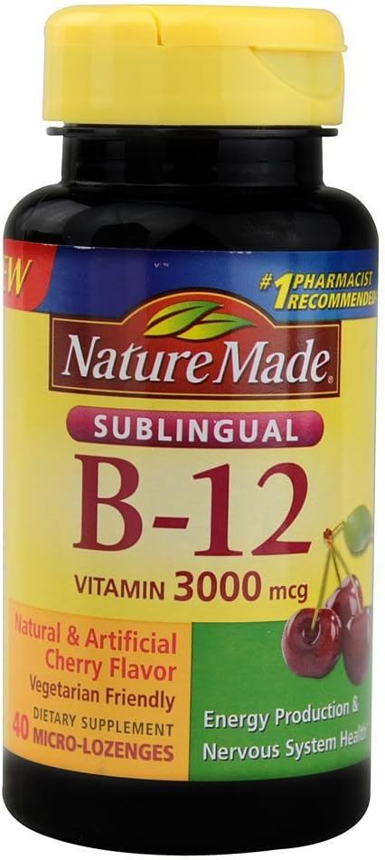 Pack of 3 Nature Made Vitamin B-12 3000 MCG Sublingual Tablets - 40 Count Bottles
