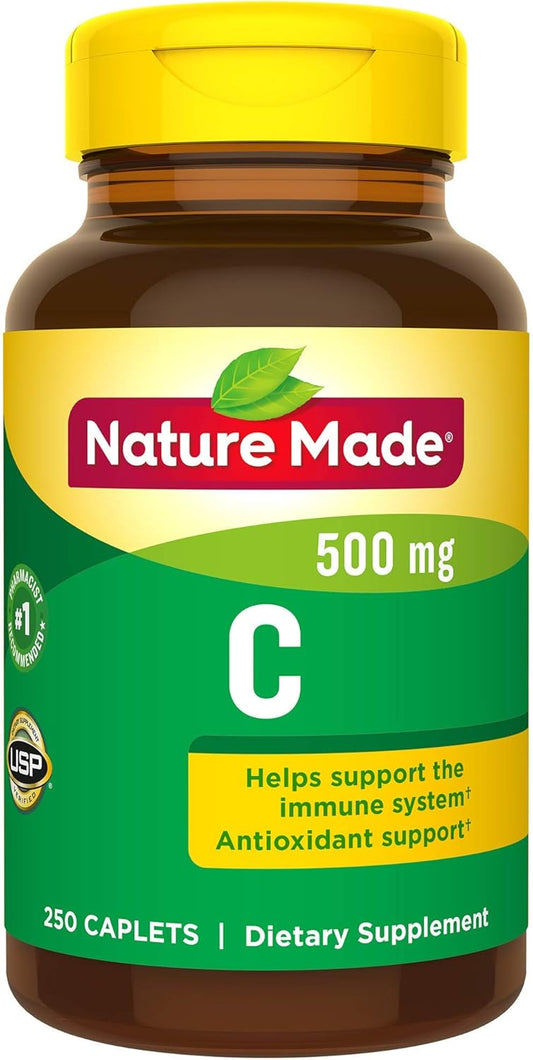 Pack of 3 Nature Made Vitamin C 500mg Tablets for Immune Support - 750 Tablets Total