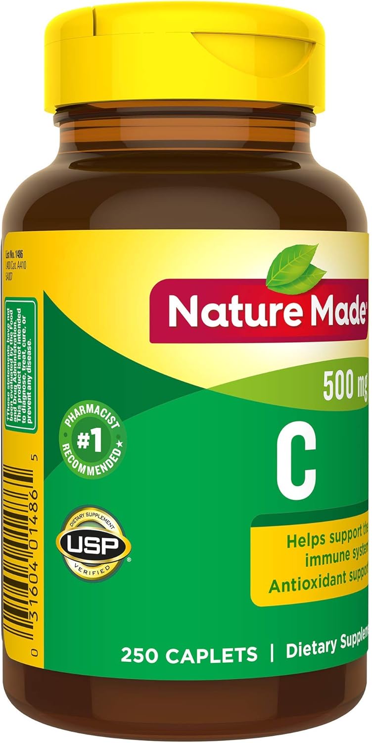 Pack of 3 Nature Made Vitamin C 500mg Tablets for Immune Support - 750 Tablets Total