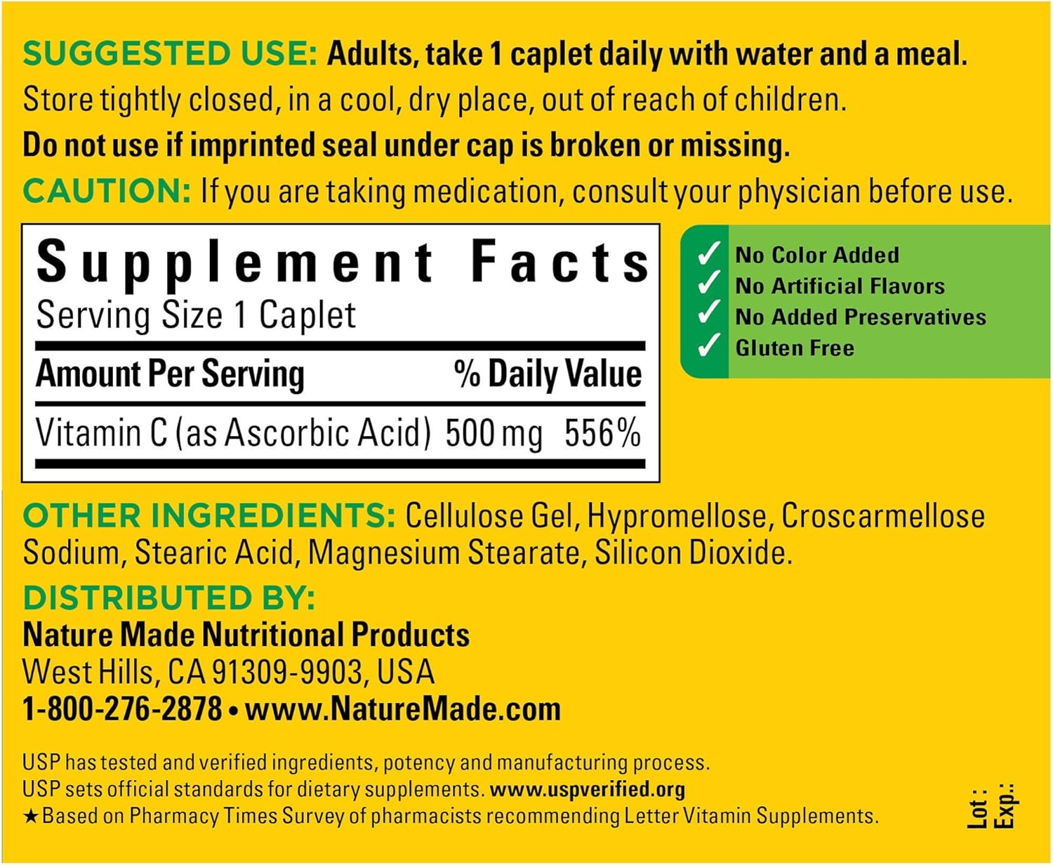 Pack of 3 Nature Made Vitamin C 500mg Tablets for Immune Support - 750 Tablets Total