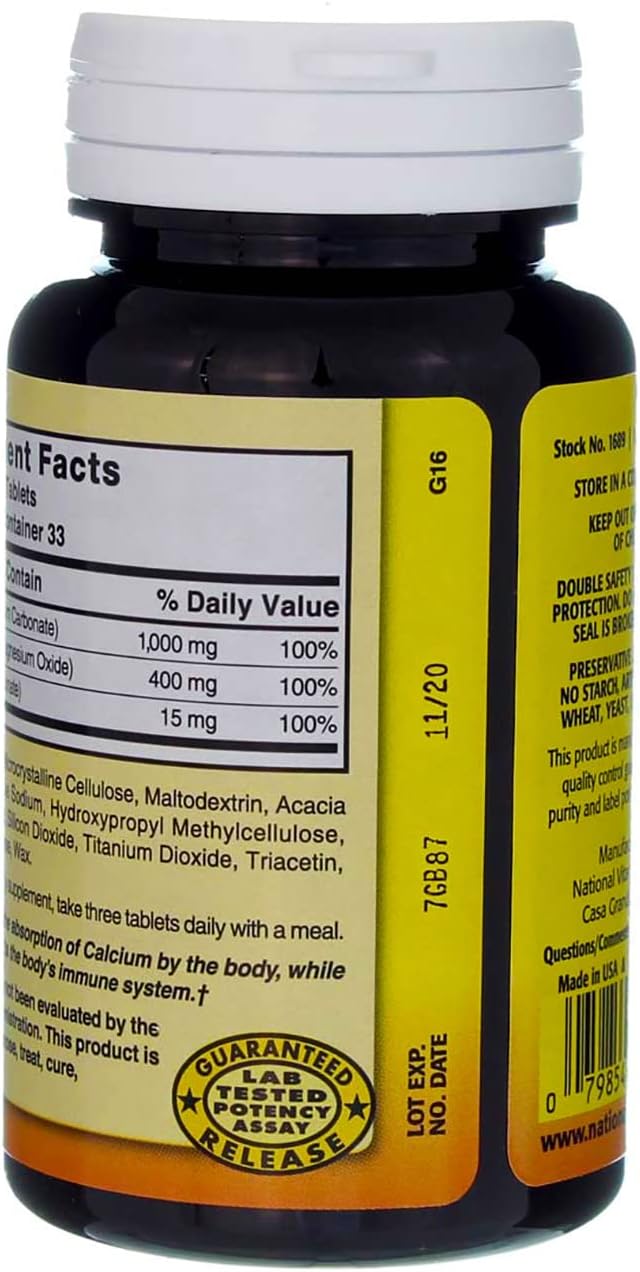 Pack of 3 Nature's Blend Calcium Magnesium Zinc Tablets for Bone Health and Immune Support