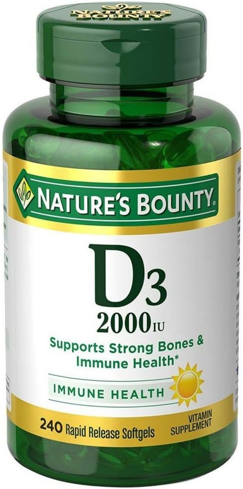 Pack of 3 Nature's Bounty D3-2000 IU Softgels, 240 Count - Vitamin D Supplement for Immune Support - BoostGo Australia