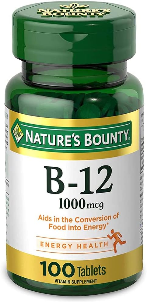 Pack of 3 Nature's Bounty Natural Vitamin B12 1000mcg Tablets - 100 Count