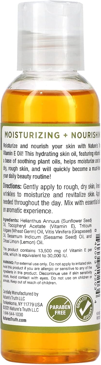 Pack of 3 Nature's Truth Vitamin E Oil Liquid - 4 Fluid Ounce Bottles for Skin and Hair Care
