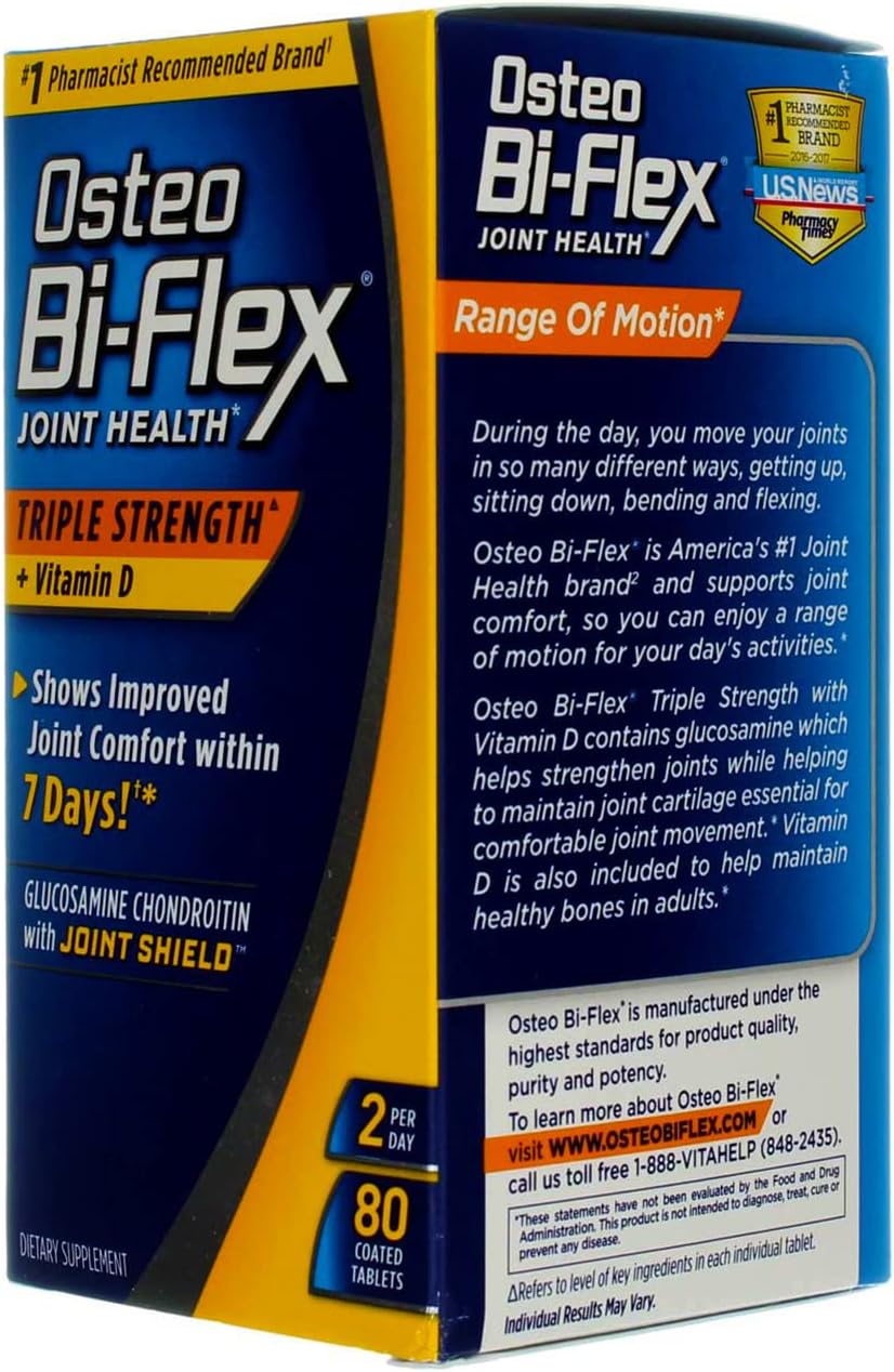 Pack of 3 Osteo Bi-Flex Triple Strength Coated Tablets with Vitamin D - 80 ea