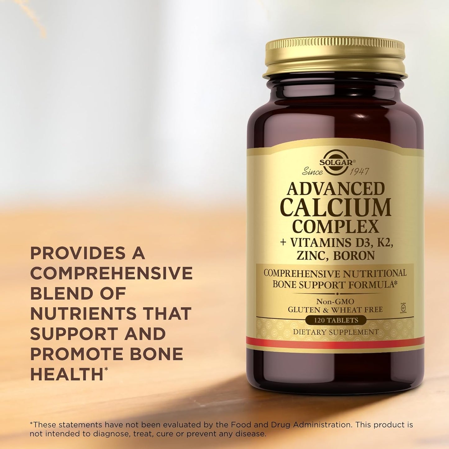 Pack of 3 Solgar Advanced Calcium Complex Tablets with Zinc, Boron, Vitamins D3 & K2 - Non-GMO, Gluten Free, Dairy Free - 90 Servings