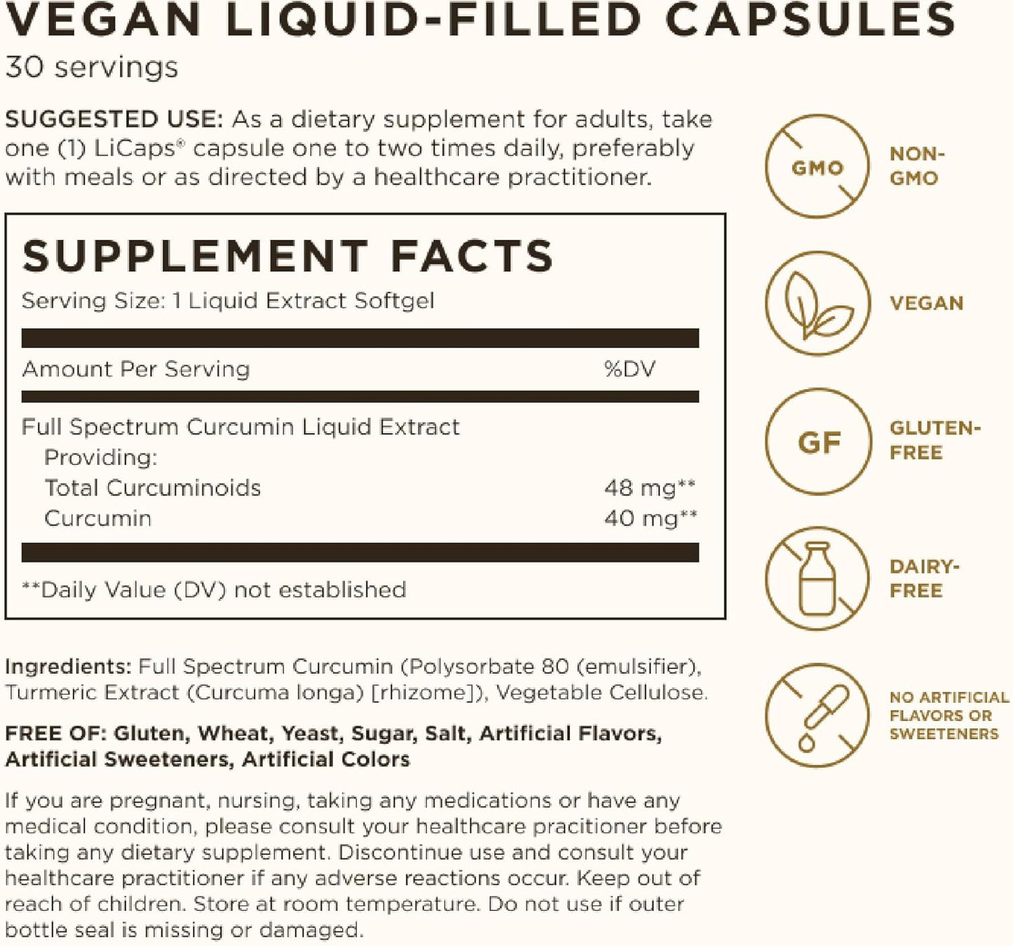 Pack of 3 Solgar Full Spectrum Curcumin LiCaps - 90 Servings - Brain, Joint & Immune Support - Vegan & Gluten Free