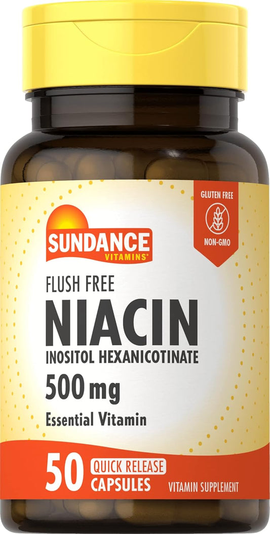 Pack of 3 Sundance Flush Free Niacin 500 mg - 50 Capsules - Total 150 Capsules