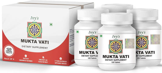 Pack of 4 Ivy's Mukta Vati Ayurvedic Herbal Supplements for Blood Pressure Support