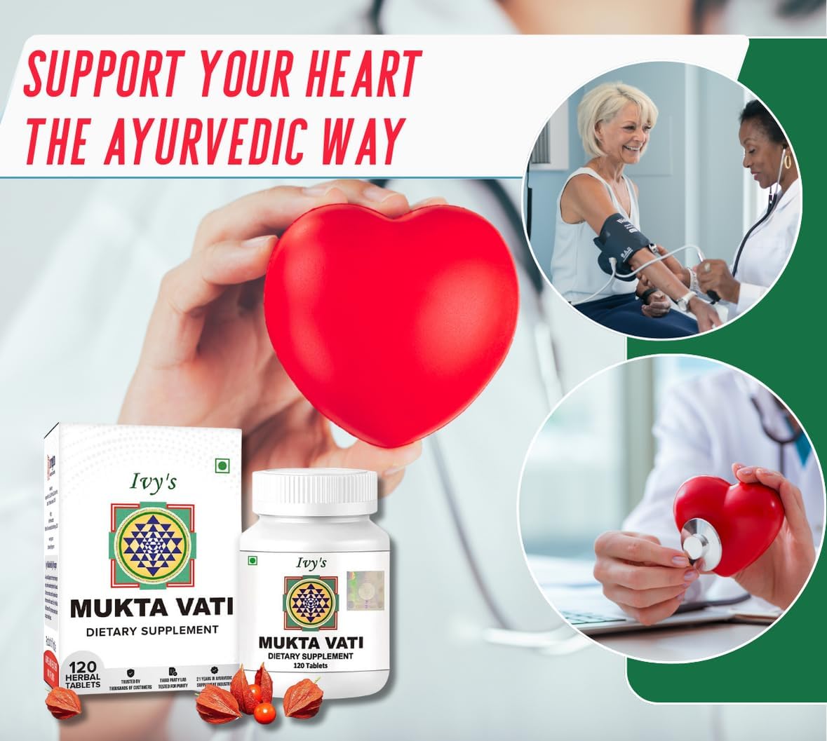 Pack of 4 Ivy's Mukta Vati Ayurvedic Herbal Supplements for Blood Pressure Support
