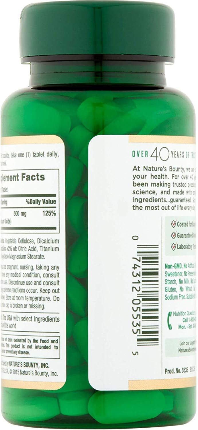 Pack of 4 Nature's Bounty Magnesium 500 mg Tablets - 100 Count each