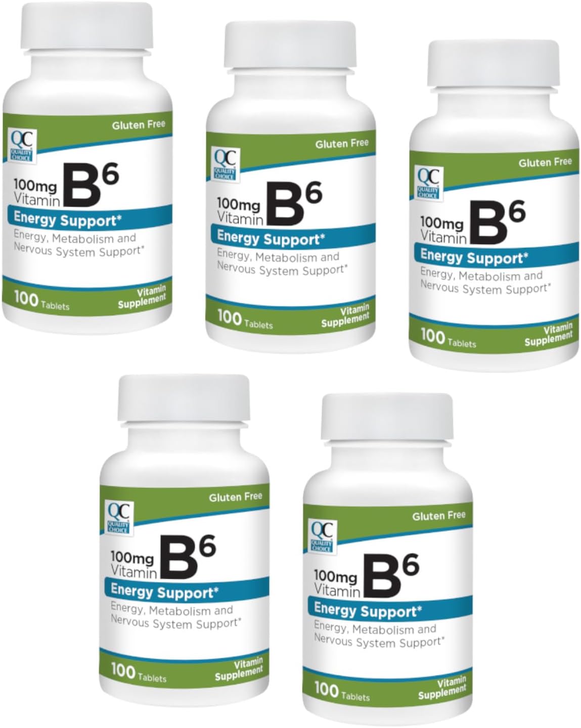 Pack of 5 High-Quality Vitamin B6 100 mg Tablets